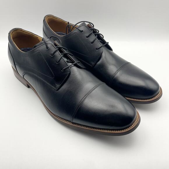 Florsheim Mens Rucci Cap Toe Oxford Dress Shoe US 14 Wide Black Leather NIB - Picture 5 of 12